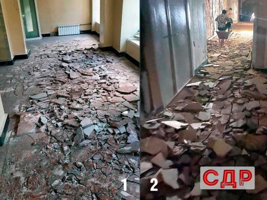 Демонтаж мраморного пола и бетонной стяжки.
