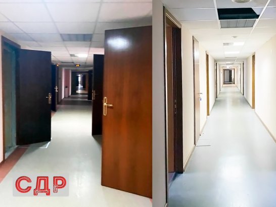 Коридоры здания перед демонтажными работами.