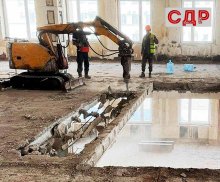 Демонтаж бетонных перекрытий в Москве при помощи гидравлического робота Brokk