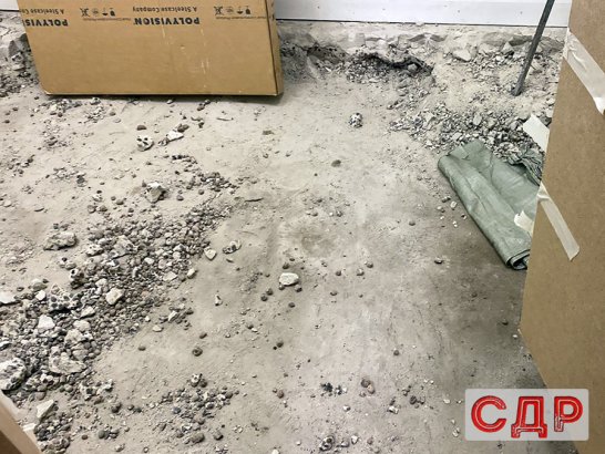 Окончание демонтажа бетонной стяжки.