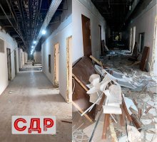 Демонтаж помещений в действующей московской больнице.