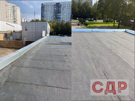 Новая кровля на крыше объекта.